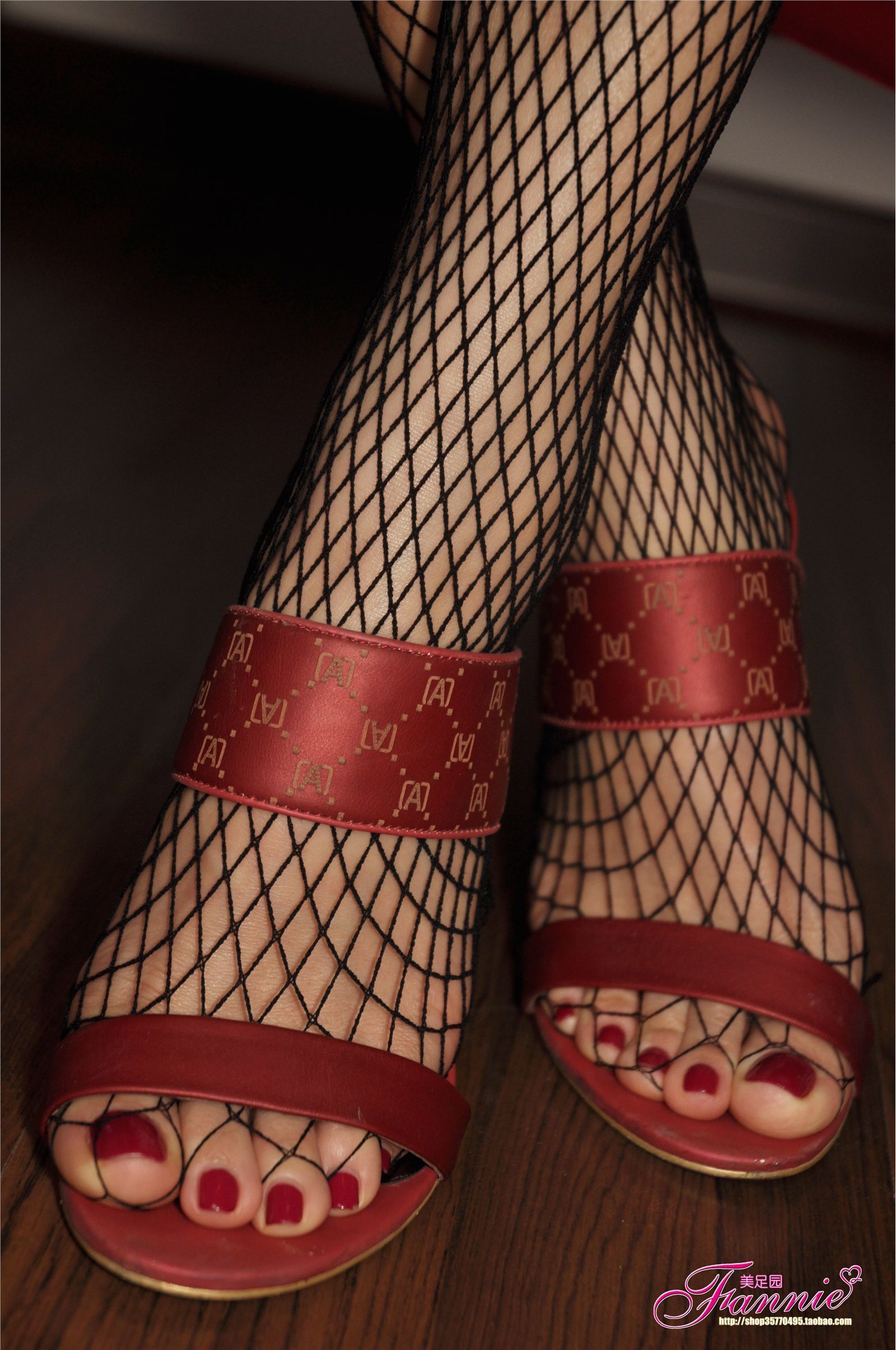 Red lotus (black mesh) [Fanny's feet]